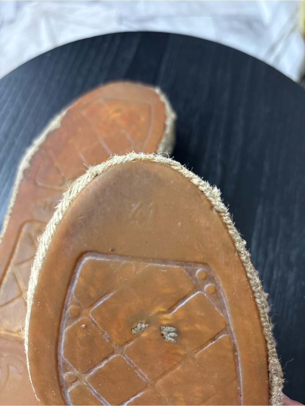 CHANEL Black Leather Espadrilles with CC Logo - Picture 9 of 9